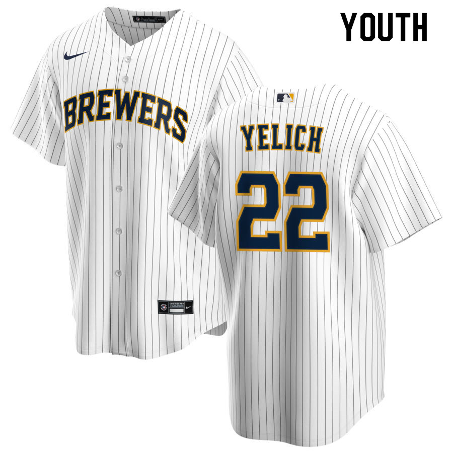 Nike Youth #22 Christian Yelich Milwaukee Brewers Baseball Jerseys Sale-White - Click Image to Close